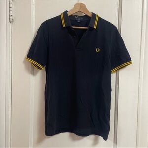Fred Perry Polo Shirt in Black with Yellow Trim